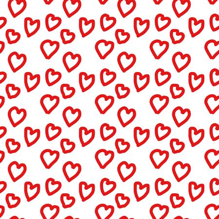 Seamless endless infinity pattern of geometric red heart shapes. Drawing for wrapping paper, fabric, wallpaper.の写真素材