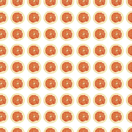 Seamless pattern of isolated slices of grapefruit. Wallpaper for background, design and packaging.の写真素材