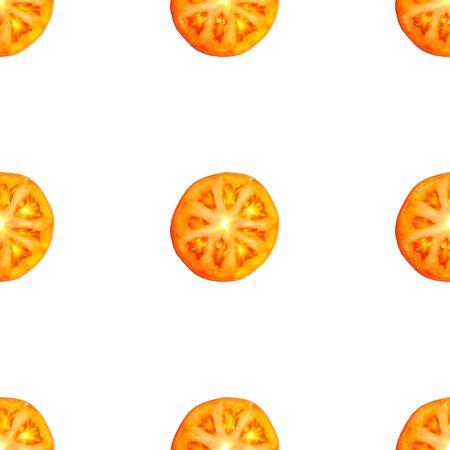 Seamless endless pattern of slices of juicy ripe red tomato. Design for wrapping paper, fabric and wallpaper.の写真素材