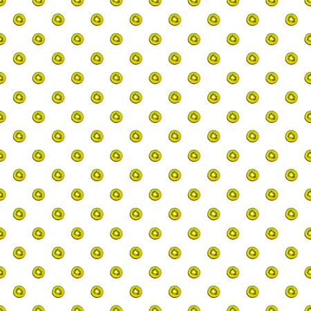 Seamless endless pattern of juicy green slices of kiwi fruit isolated on white background. Design for wrapping paper, fabric and wallpaper.の写真素材