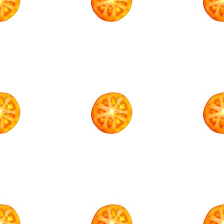 Seamless endless pattern of slices of juicy ripe red tomato. Design for wrapping paper, fabric and wallpaper.の写真素材