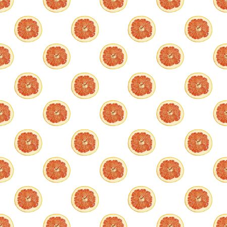 Seamless pattern of isolated slices of grapefruit. Wallpaper for background, design and packaging.の写真素材