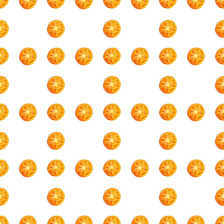 Seamless endless pattern of slices of juicy ripe red tomato. Design for wrapping paper, fabric and wallpaper.の写真素材