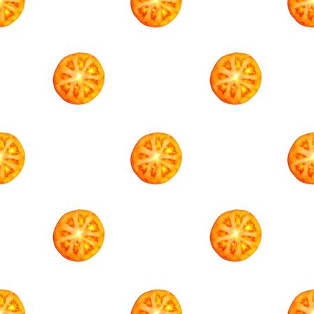 Seamless endless pattern of slices of juicy ripe red tomato. Design for wrapping paper, fabric and wallpaper.の写真素材