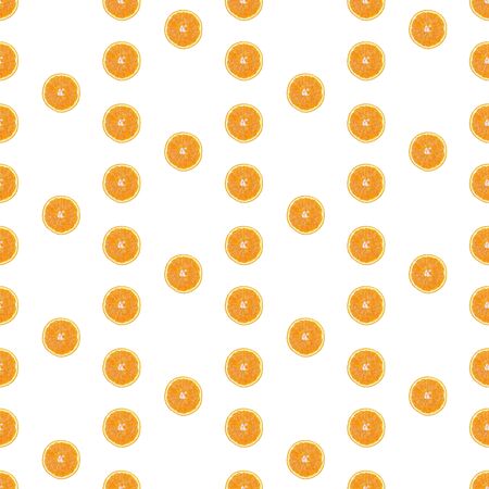 Seamless infinity pattern of isolated slices of orange. Wallpaper for background, design and packaging.の写真素材