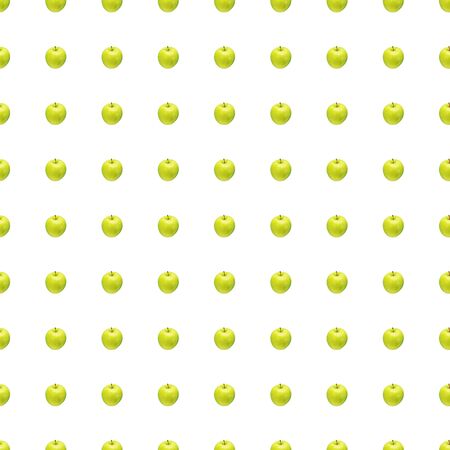 Pattern of green apples on a white background. Isolated fruits. Image for fabric, wallpaper and wrapping paper.の写真素材