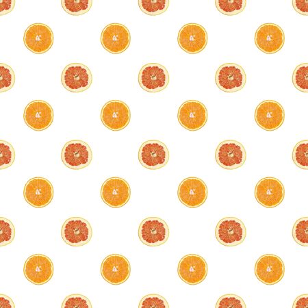 Seamless pattern of isolated slices of grapefruit and orange. Stock illustartion for web and print, wallpaper, background, design and packaging, wrapping and scrapbooking paperの写真素材