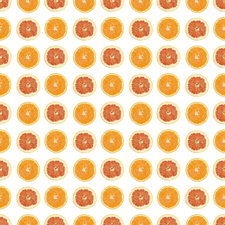 Seamless pattern of isolated slices of grapefruit and orange. Stock illustartion for web and print, wallpaper, background, design and packaging, wrapping and scrapbooking paperの写真素材