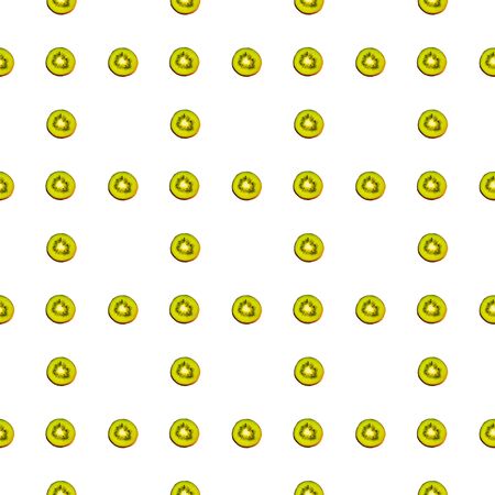 Seamless endless pattern of juicy green slices of kiwi fruit isolated on white background. Design for wrapping paper, fabric and wallpaper.の写真素材