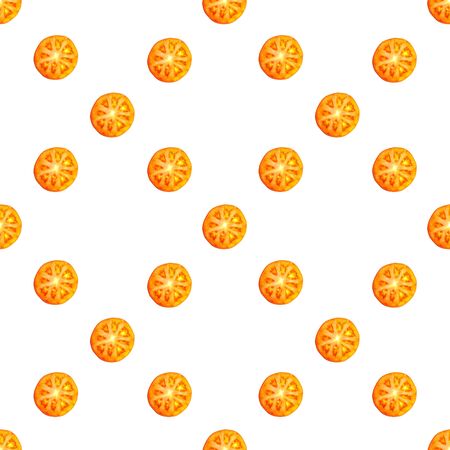 Seamless endless pattern of slices of juicy ripe red tomato. Design for wrapping paper, fabric and wallpaper.の写真素材