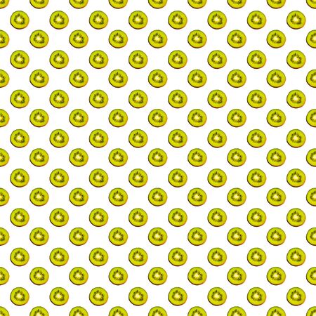 Seamless endless pattern of juicy green slices of kiwi fruit isolated on white background. Design for wrapping paper, fabric and wallpaper.の写真素材