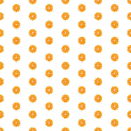 Seamless infinity pattern of isolated slices of orange. Wallpaper for background, design and packaging.の写真素材