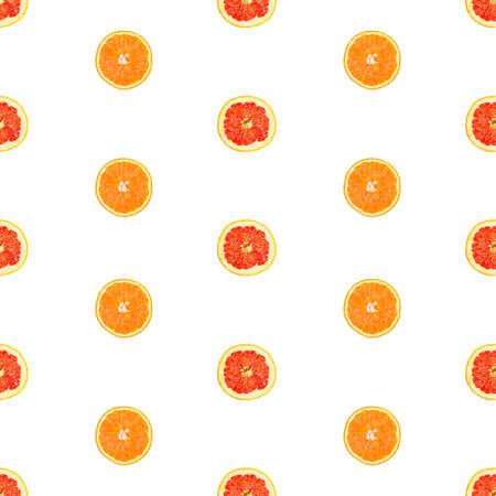 Seamless infinity pattern of isolated slices of grapefruit and orange. Stock illustartion for web and print, wallpaper, background, design and packaging, wrapping and scrapbooking paperの写真素材