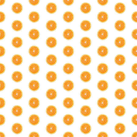 Seamless infinity pattern of isolated slices of orange. Wallpaper for background, design and packaging.の写真素材