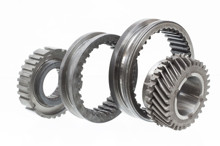 automobile transmission gear shafts on a light backgroundの写真素材