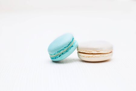 macaroons of white and color aquamarineの写真素材