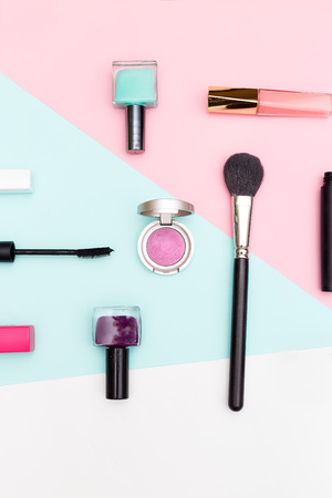 Set of professional decorative cosmetic. Vertical photoの写真素材