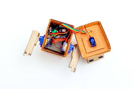 Disassembled robot on a white background. Details View from above. Artificial intelligenceの写真素材