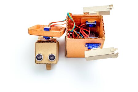 Disassembled robot on a white background. Details Artificial intelligenceの写真素材