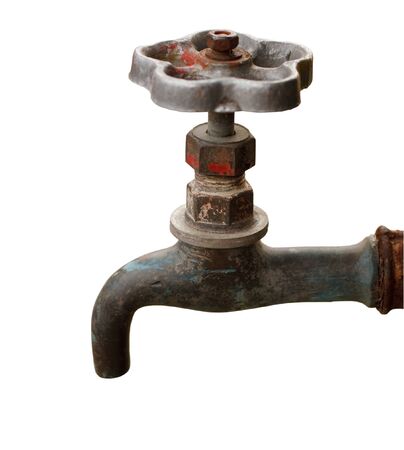 Old tap on white background (isolated).の写真素材