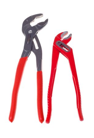 Alligator wrenches on white background close-up (isolated).の写真素材