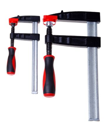 Joiner Clamp (wood tools) isolated on a white background.の写真素材