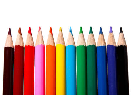 Colorful watercolor pencils for children isolated on white background.の写真素材