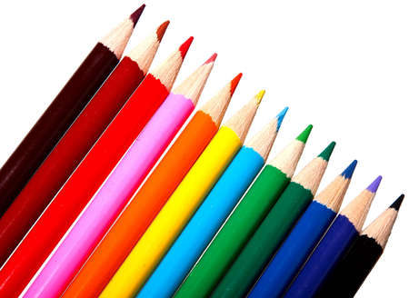 Colorful watercolor pencils for children isolated on white background.の写真素材