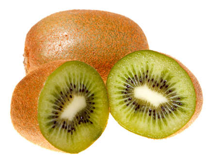 Fresh kiwi fruit isolated on a white background.の写真素材