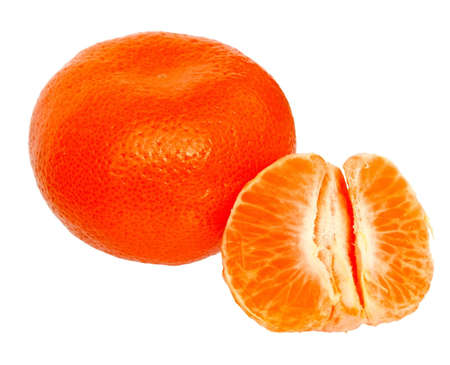 Fresh mandarin orange isolated on a white background.の写真素材