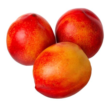 Fresh red peach isolated on a white background の写真素材