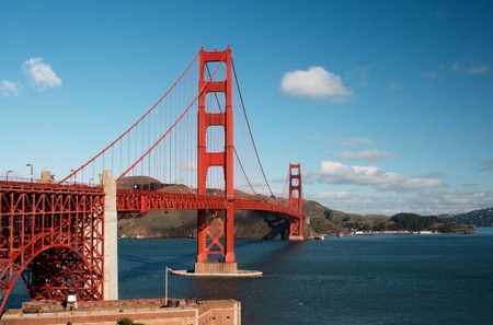 Golden Gate Bridge on a sunny spring morning. Shot from the Fort Point viewpoint.