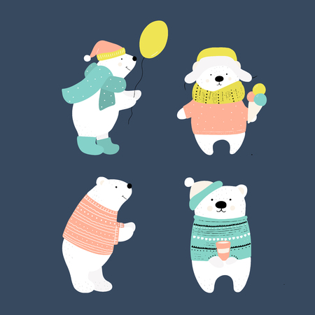 Winter arctic white bearsのイラスト素材