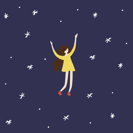 happy Girls and snowのイラスト素材