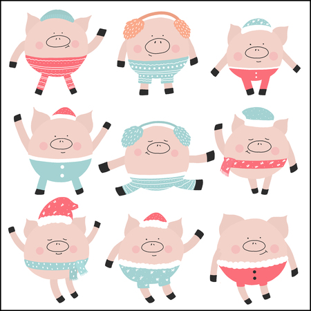 Pig vector elementsのイラスト素材