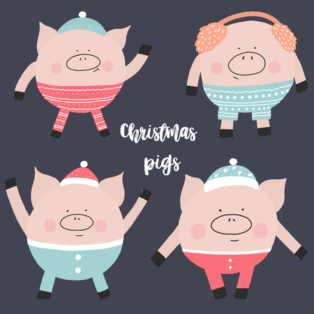Pig vector elementsのイラスト素材