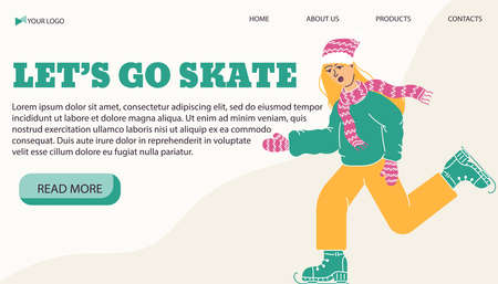 Vector illustration banner template for skating service in a flat style. Vector illustrationのイラスト素材