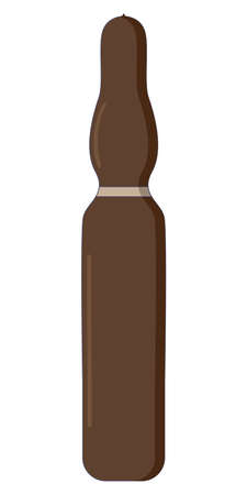 Little medical ampoule with green fluid for injections in hospital centre in a flat style isolated on a white background. Vector illustrationのイラスト素材