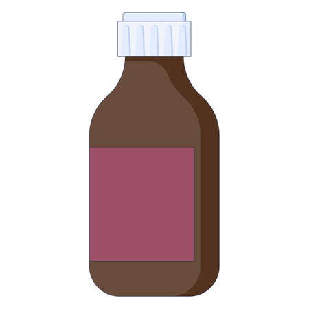 Little medical ampoule for injections in hospital centre in a flat style isolated on a white background. Vector illustrationのイラスト素材