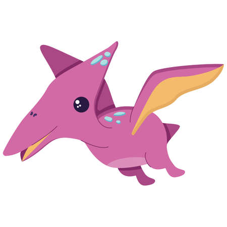 Cute dinosaur for decorating the nursery, Mesozoic era stickers for children, illustration in a flat style isolated on a white. Vector illustrationのイラスト素材