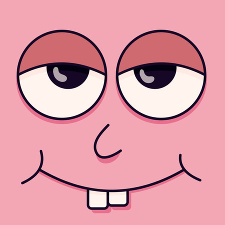 A square poster with a cartoon relaxed emotion in the trending style of the 70s. vector illustrationのイラスト素材