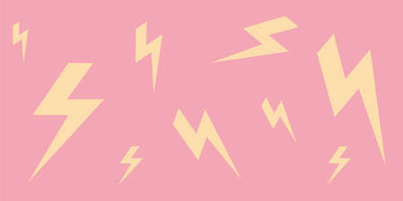 Poster with lightning on a pink background in a flat style. . vector illustrationのイラスト素材