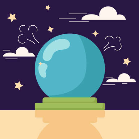 Fortune telling ball, fortune tellers and occultism, otherworldly forces, the afterlife, predictions. Mysticism, Halloween set, spiritualism. vector illustrationのイラスト素材
