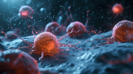 Virtual Reality Render of Cancer Cells, close viewの素材