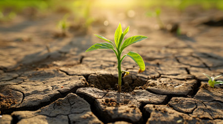 dry earth struggled without water refreshing by started rainの素材
