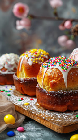 Several Kulich, traditional easter cakesの素材
