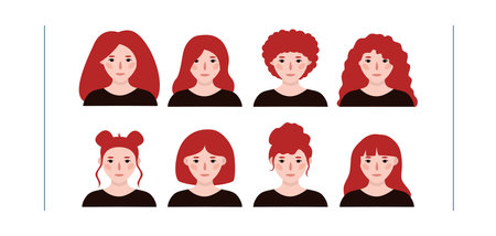 Girls portraits. Set of vectorのイラスト素材