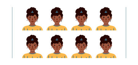 Girls portraits. Set of vector