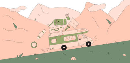 Set of vector hand drawn flat colourful illustrationsのイラスト素材