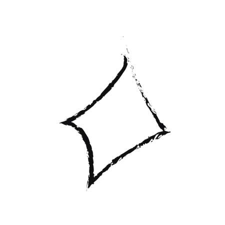 Doodle cosmos illustration in childish style. Hand drawn abstract space star. Black and white.のイラスト素材